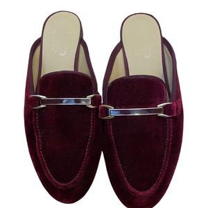 Franco Sarto Velvet Burgundy Mule Loafers